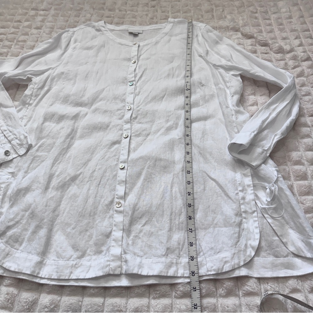 J Jill XL LOT of Two White 100% Linen Long Sleeve Button Down Blouse Tops - Picture 12 of 14